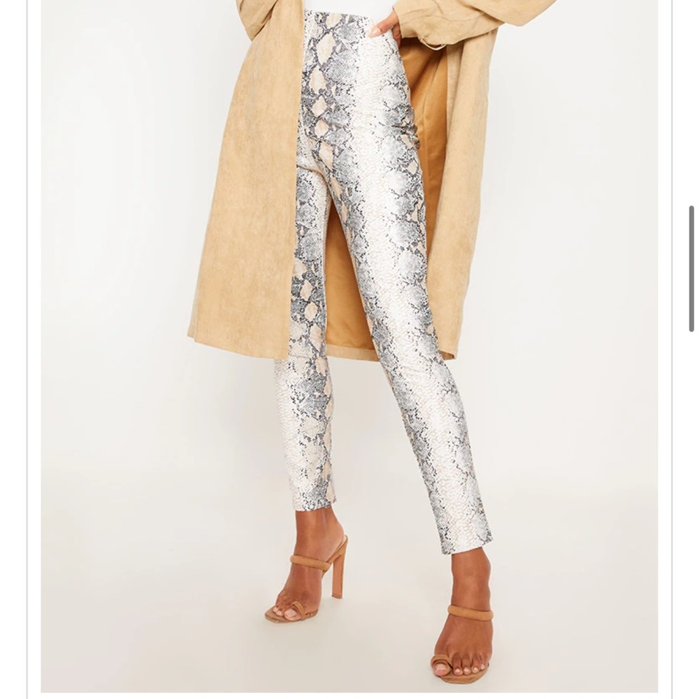 White Snakeskin Faux Leather Legging